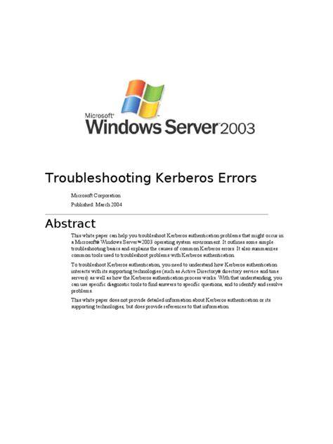 Troubleshooting Kerberos Errors