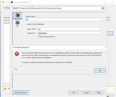 Troubleshooting Oracle Connection SSIS
