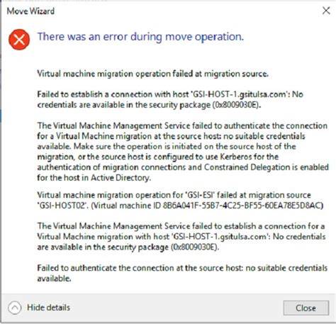 Troubleshooting Virtual Machine Migration Errors in VMM