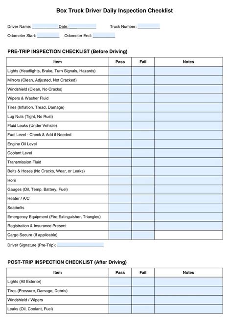 Truck Checklist Template