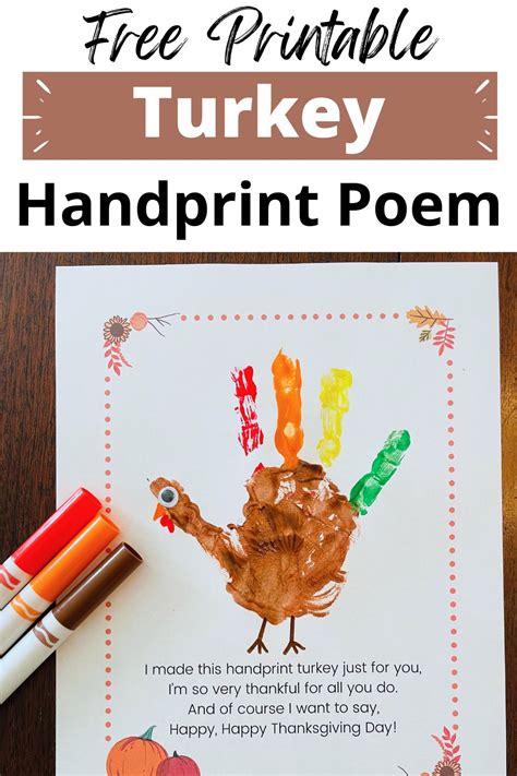 Turkey Handprint Poem Printable