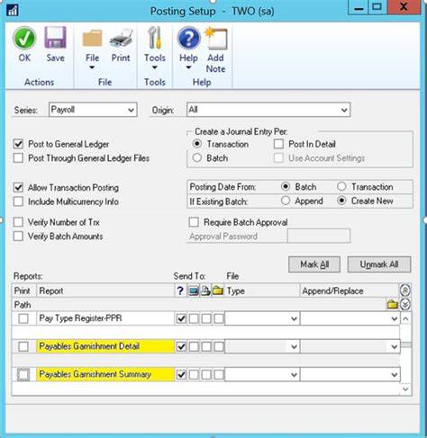 Turn Off Garnishment Reports
