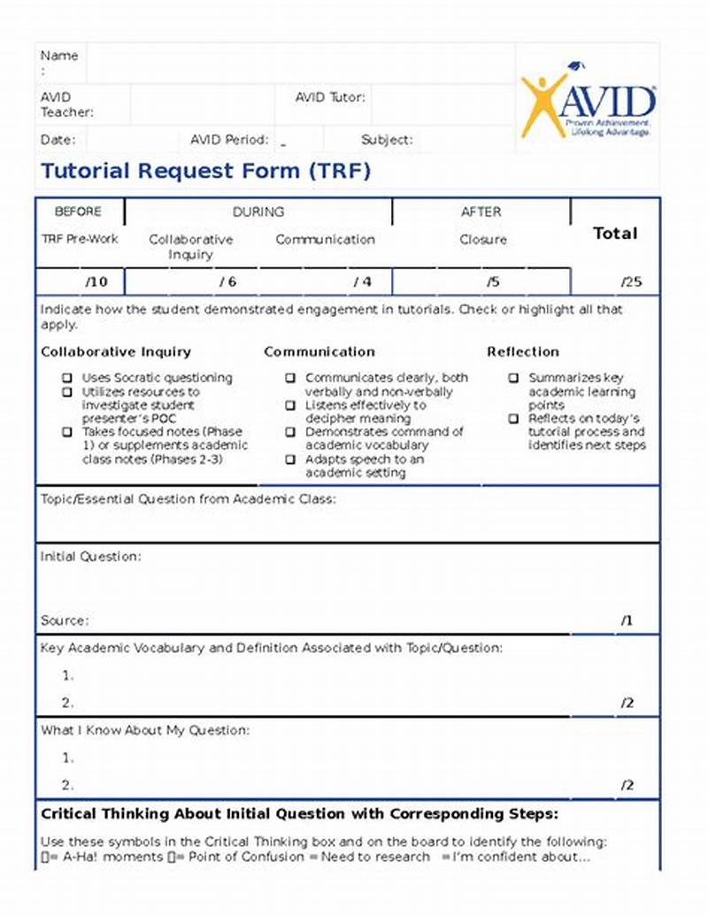 Tutorial Request Form Avid