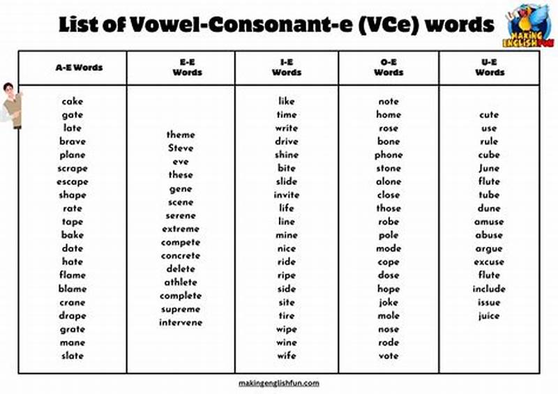 Two Syllable Words With Vce Pattern