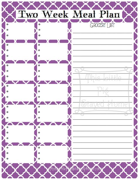 Two Week Meal Plan Template