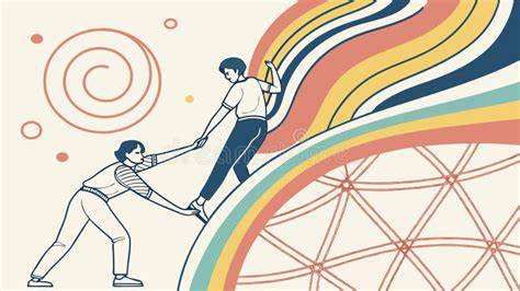 Two people supporting each other