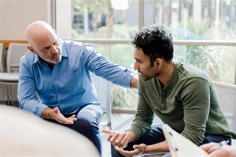 Two people talking with empathy