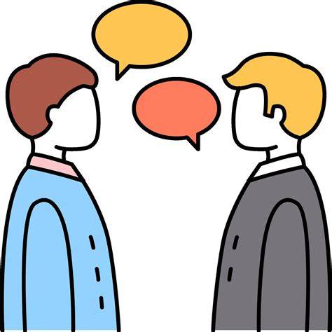 Two people talking with speech bubbles