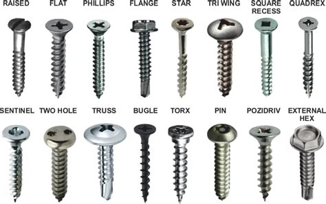 Types Of Screws Chart