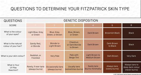 Types Of Skin Tone Chart