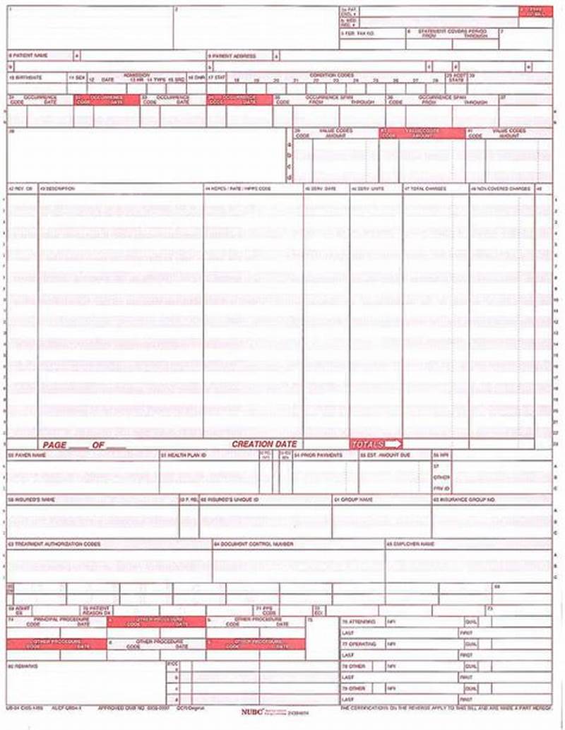 Ub-04 Claim Form Example