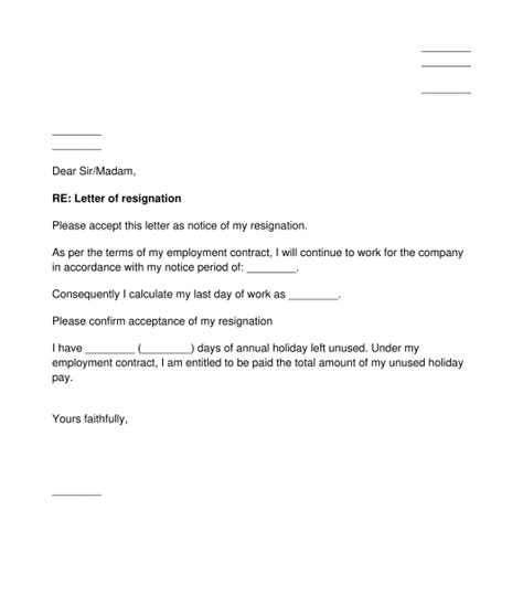 Uk Letter Of Resignation Template
