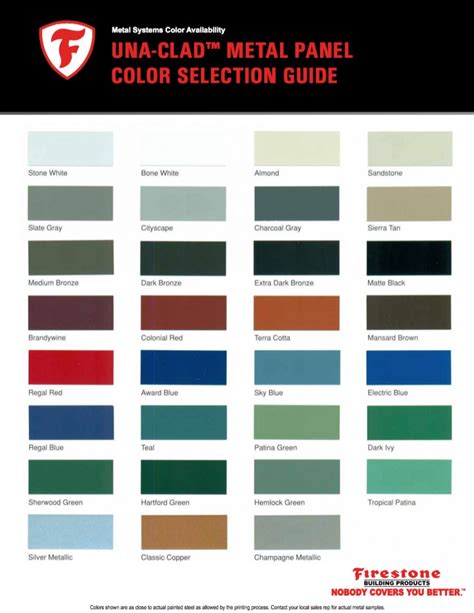 Una Clad Color Chart