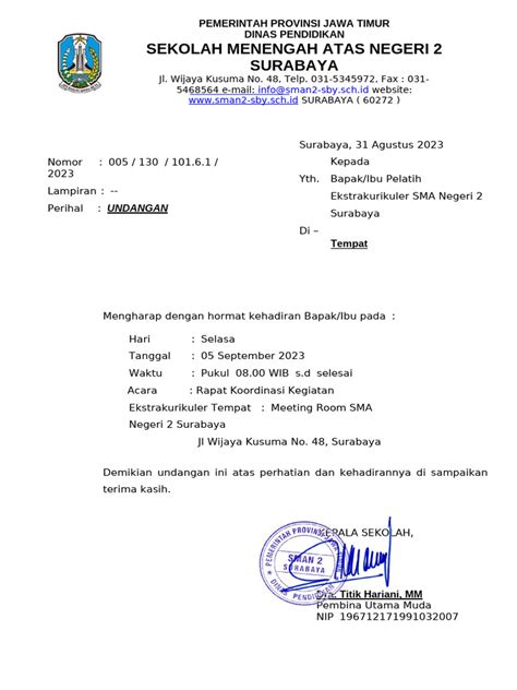 Undangan Ekstrakurikuler