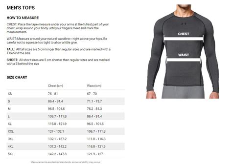 Under Armour Compression Shirt Size Chart
