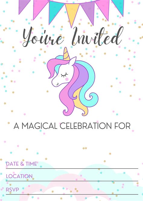 Unicorn Invitation Free Template