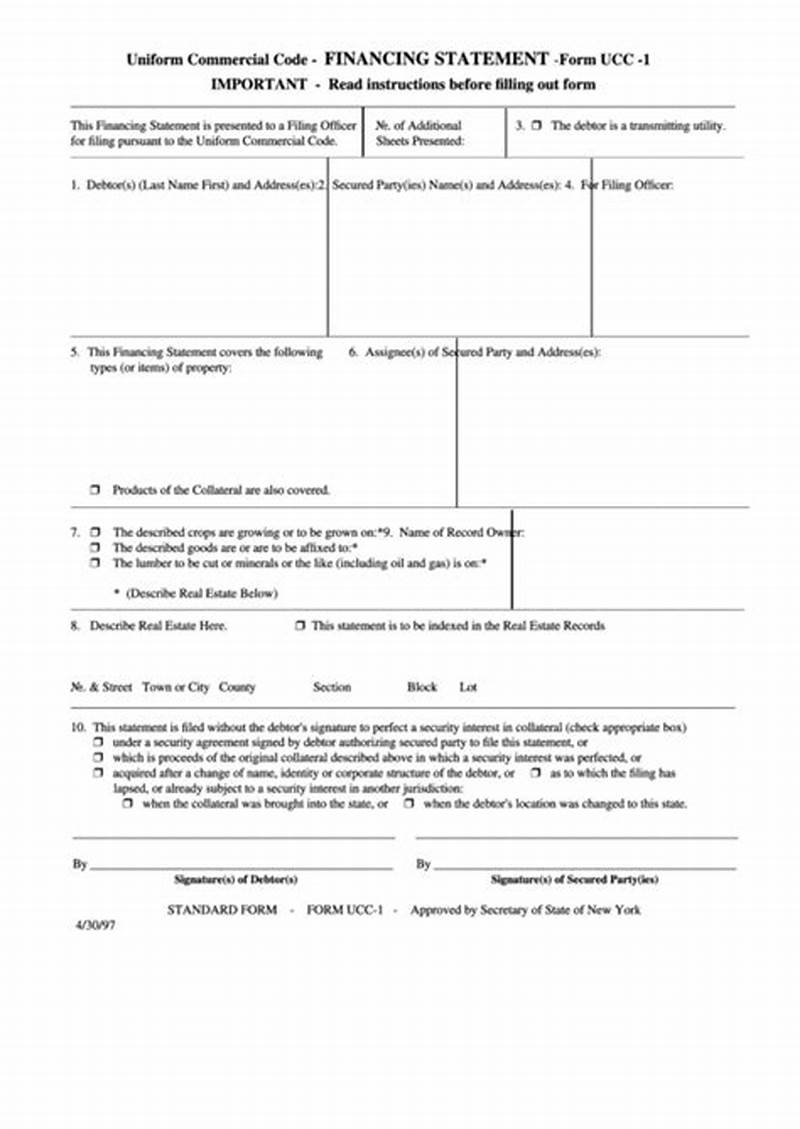 Uniform Commercial Code Financing Statement Form