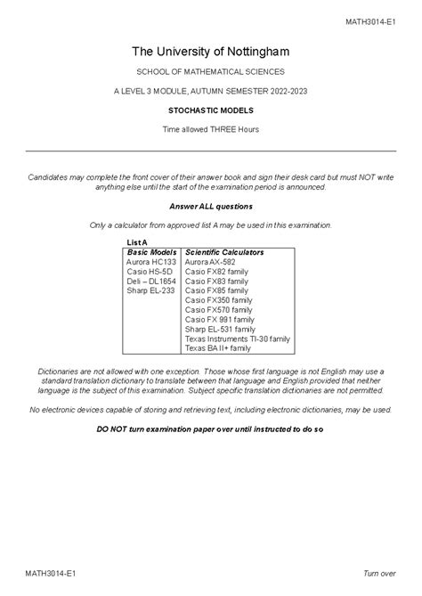 University Of Nottingham Module Catalogue 2019/20