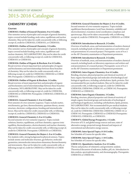 University Of Vermont Course Catalogue