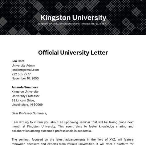 University Official Letter