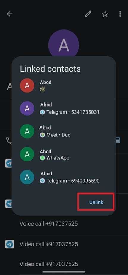 Unlink Contact