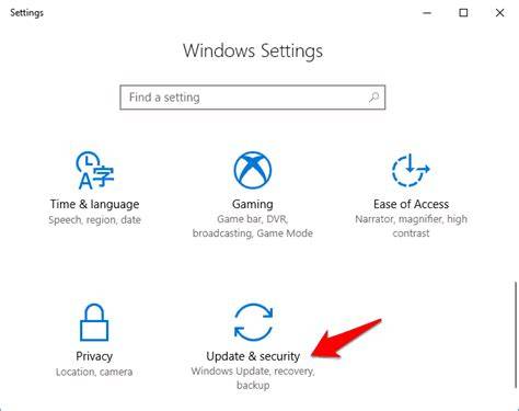 Update and Security Windows 10