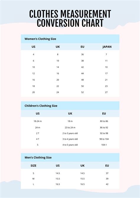 Us Clothing Size Conversion Chart