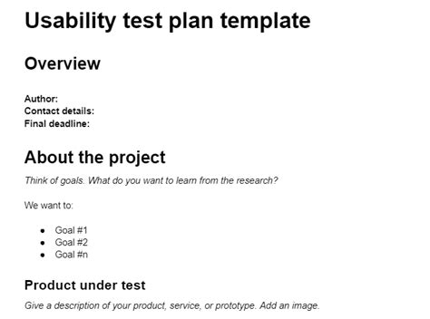 Usability Test Template