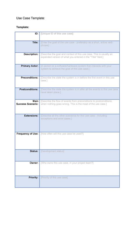 Use Case Template Word