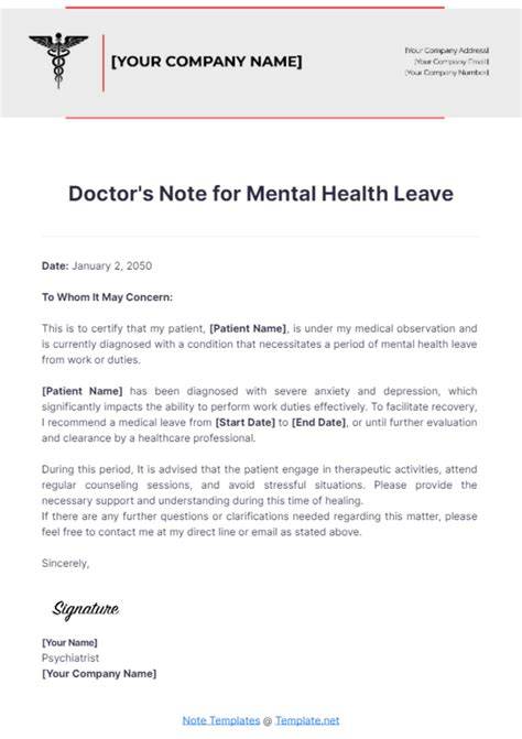 Using depression letter for leave