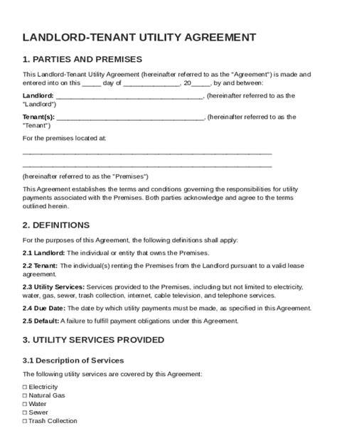 Utility Agreement Template