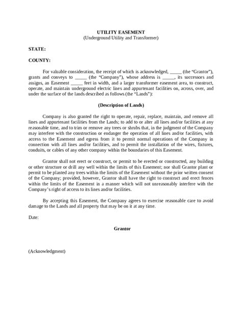 Utility Easement Template