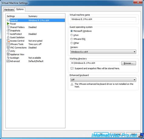 VM Configuration Settings