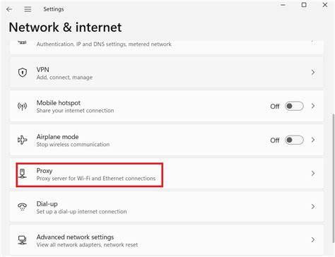VPN proxy settings