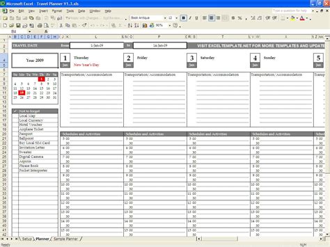 Vacation Planner Template Excel