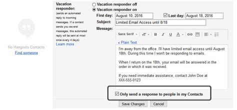 Vacation Responder Template