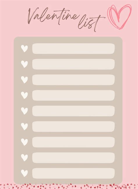Valentine List Template