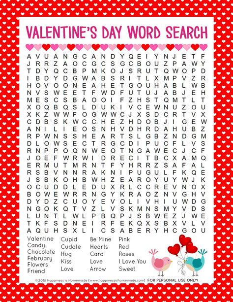 Valentines Day Crossword Printable