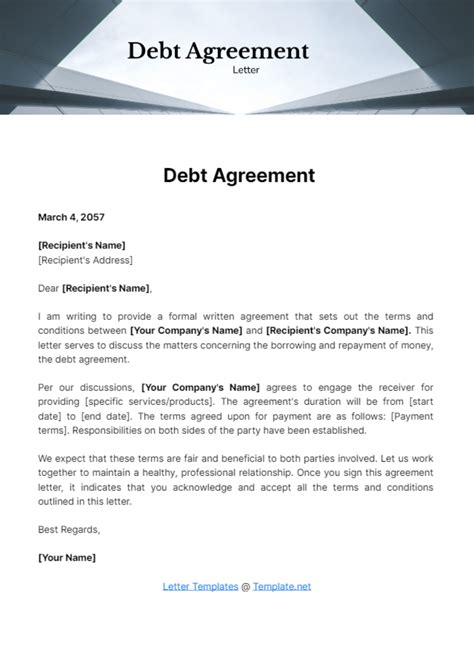 Valid Debt Agreement Letter