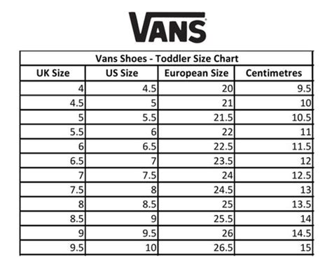 Vans Size Chart Toddler