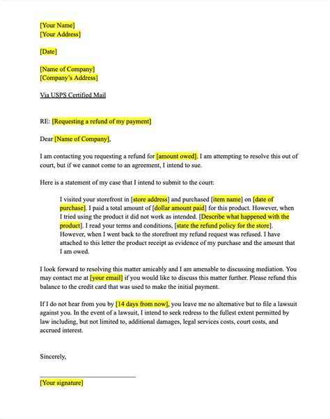 Variations of Refund Letters
