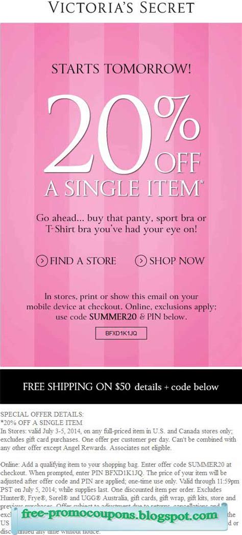 Victoria Secrets Coupons In Store Printable