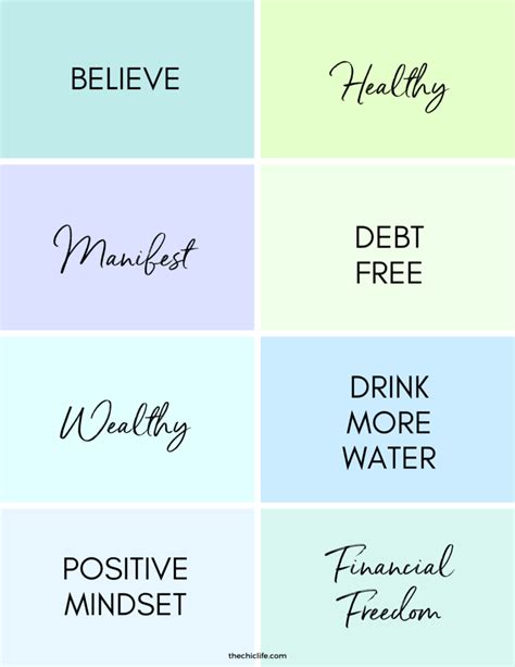 Vision Board Words Printables