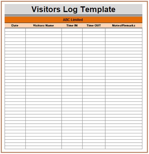 Log Sheet Template
