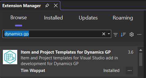 Visual Studio Tools Dynamics GP