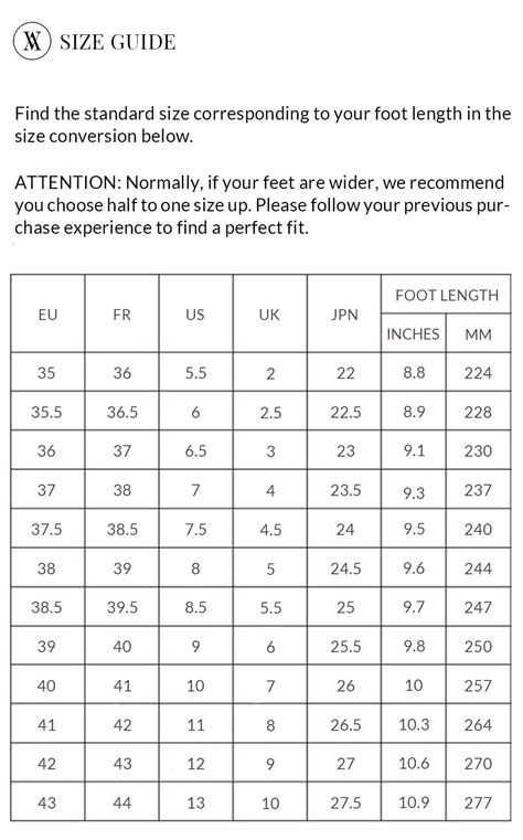 Vivaia Shoes Size Chart