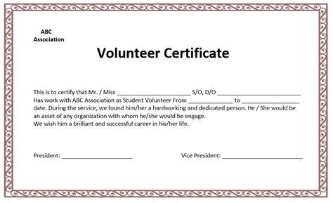 Volunteering Certificate Template