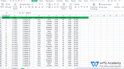 WPS Spreadsheet Interface