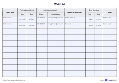 Wait List Template