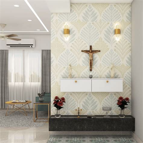 Wallpapered Design for Prayer Room Ceiling